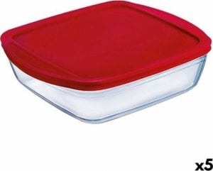 cuisine Kwadratowe pudełko na lunch z pokrywką  Cuisine Cook & Store 25 x 22 x 5 cm Czerwony 2,2 L Silikon Szkło (5 Sztuk) 1