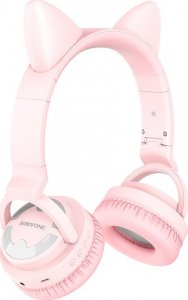 Słuchawki BOROFONE SŁUCHAWKI NAUSZNE BO15 CAT EAR BLUETOOTH RÓŻOWE 2