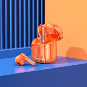 Słuchawki Borofone BW23 Crystal Bean Transparent Edition pomarańczowe 3