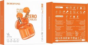 Słuchawki Borofone BW23 Crystal Bean Transparent Edition pomarańczowe 4