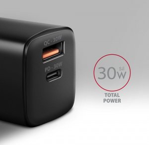 Ładowarka Axagon ACU-PQ30 Ładowarka sieciowa, PD & QC 30W, QC3.0,4.0/AFC/FCP/PPS/Apple, Czarna 2
