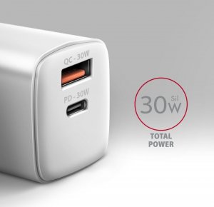 Ładowarka Axagon ACU-PQ30W Ładowarka sieciowa PD & QC 30W, QC3.0,4.0/AFC/FCP/PPS/Apple Biała 2