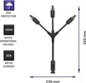 Qoltec Konektor solarny, złšcze MC4, typ Y, 1000V 30A komplet 3