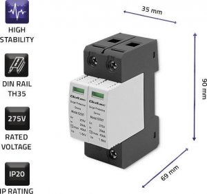 Qoltec Ogranicznik przepięć AC | 2P | 275V | T2 | B+C 3