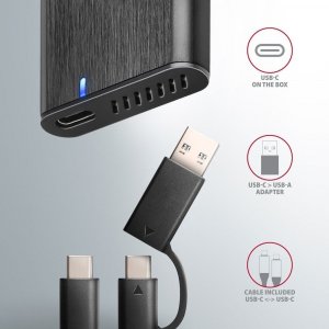Kieszeń Axagon EEM2-SB2 zewnętrzna aluminiowa USB-C 3.2 Gen 2 - M.2 NVMe / SATA SSD 30-80mm 6