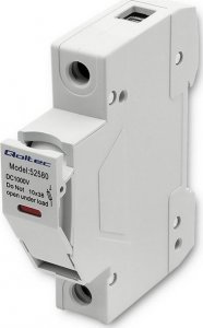 Qoltec Podstawa bezpiecznikowa z diodš + bezpiecznik DC | 1P | 1000V | 15A | 10x38 | solar 11
