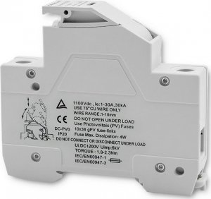 Qoltec Podstawa bezpiecznikowa z diodš + bezpiecznik DC | 1P | 1000V | 15A | 10x38 | solar 14