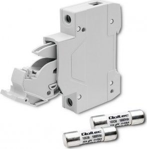 Qoltec Podstawa bezpiecznikowa z diodš + bezpiecznik DC | 1P | 1000V | 30A | 10x38 | solar 12