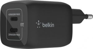 Ładowarka Belkin Podwójna ładowarka cienna 65W USB-C GAN z PPS czarna 1