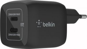Ładowarka Belkin Podwójna ładowarka cienna 45W USB-C GAN z PPS Czarna 1