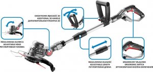 Graphite Zestaw E+: podkaszarka (58G030) + akumulator 2ah + ładowarka 58G030-BC 13