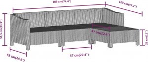 vidaXL 4-cz. zestaw wypoczynkowy do ogrodu, poduszki, szary rattan PE 6