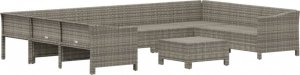 vidaXL 10-cz. zestaw wypoczynkowy do ogrodu, poduszki, szary rattan PE 4