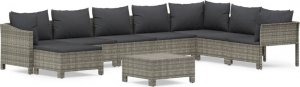 vidaXL 9-cz. zestaw wypoczynkowy do ogrodu, poduszki, rattan PE, szary 2