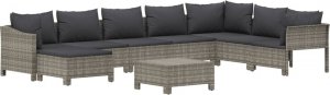 vidaXL 9-cz. zestaw wypoczynkowy do ogrodu, poduszki, rattan PE, szary 3