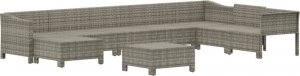 vidaXL 9-cz. zestaw wypoczynkowy do ogrodu, poduszki, rattan PE, szary 4