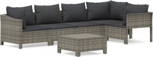 vidaXL 6-cz. zestaw wypoczynkowy do ogrodu, poduszki, szary, rattan PE 2