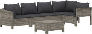 vidaXL 6-cz. zestaw wypoczynkowy do ogrodu, poduszki, szary, rattan PE 3