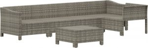 vidaXL 6-cz. zestaw wypoczynkowy do ogrodu, poduszki, szary, rattan PE 4