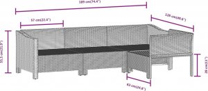 vidaXL 6-cz. zestaw wypoczynkowy do ogrodu, poduszki, szary, rattan PE 8