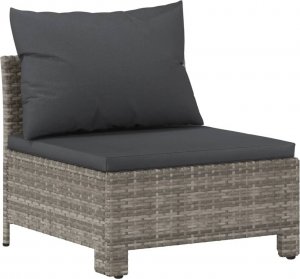 vidaXL 3-cz. zestaw wypoczynkowy do ogrodu, poduszki, szary rattan PE 6