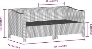 vidaXL 3-cz. zestaw wypoczynkowy do ogrodu, poduszki, szary rattan PE 8