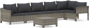 vidaXL 7-cz. zestaw wypoczynkowy do ogrodu, poduszki, szary, rattan PE 2