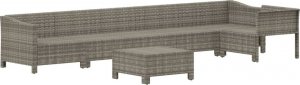 vidaXL 7-cz. zestaw wypoczynkowy do ogrodu, poduszki, szary, rattan PE 4