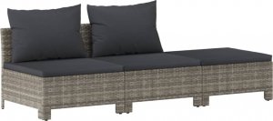 vidaXL 7-cz. zestaw wypoczynkowy do ogrodu, poduszki, szary, rattan PE 6