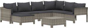 vidaXL 8-cz. zestaw wypoczynkowy do ogrodu, poduszki, rattan PE, szary 3