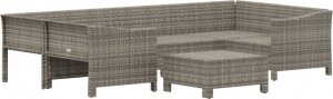 vidaXL 7-cz. zestaw wypoczynkowy do ogrodu, poduszki, szary, rattan PE 4