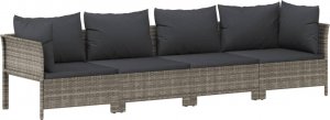 vidaXL 7-cz. zestaw wypoczynkowy do ogrodu, poduszki, szary, rattan PE 6