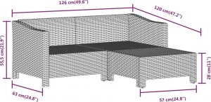 vidaXL 7-cz. zestaw wypoczynkowy do ogrodu, poduszki, szary, rattan PE 8