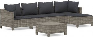 vidaXL 6-cz. zestaw wypoczynkowy do ogrodu, poduszki, szary, rattan PE 2