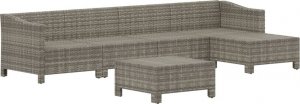 vidaXL 6-cz. zestaw wypoczynkowy do ogrodu, poduszki, szary, rattan PE 4