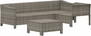 vidaXL 5-cz. zestaw wypoczynkowy do ogrodu, poduszki, szary, rattan PE 4