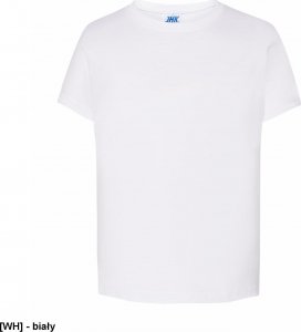 JHK T-shirt JHK TSRK 190 - dziecięca/młodzieżowa z krótkim rękawem wzmocniony lycrą ściągacz, 100% bawełna, 190g - biały. 9-11 1