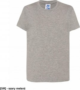 JHK T-shirt JHK TSRK 190 - dziecięca/młodzieżowa z krótkim rękawem wzmocniony lycrą ściągacz, 100% bawełna, 190g - szary melanż. 12-14 1
