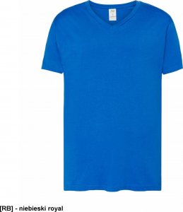 JHK T-Shirt V-neck JHK TSUA PICO - męska koszulka V-NECK z krótkim rękawem, wzmocniony lycrą, ściągacz, 100% bawena - niebieski royal 2XL 1