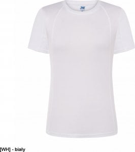JHK T-shirt JHK SPORTLADY damski sportowy - dopasowany do sylwetki, dekoracyjne przeszycia przd, tył, rękawy, 100% poliester, 130g, - biały L 1