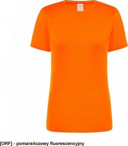 JHK T-shirt JHK SPORTLADY damski sportowy - dopasowany do sylwetki, dekoracyjne przeszycia przd, tył, rękawy, 100% - pomarańczowy fluorescencyjny S 1
