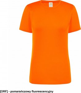 JHK T-shirt JHK SPORTLADY damski sportowy - dopasowany do sylwetki, dekoracyjne przeszycia przd, tył, rękawy, 100% - pomarańczowy fluorescencyjny L 1