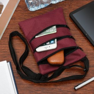 Beltimore Saszetka etui paszportówka duża na smartfona 4 suwaki bordowa I28 2