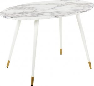 Beliani Stół do jadalni owalny 120 x 70 cm efekt marmuru z białym GUTIERE 2