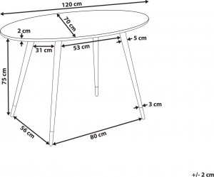 Beliani Stół do jadalni owalny 120 x 70 cm efekt marmuru z białym GUTIERE 7