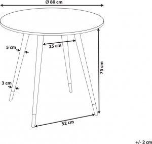 Beliani Stół do jadalni okrągły ⌀ 80 cm efekt marmuru z białym GUTIERE 6