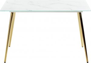 Beliani Stół do jadalni szklany 120 x 70 cm efekt marmuru ze złotym MULGA 3
