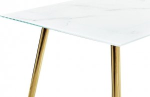 Beliani Stół do jadalni szklany 120 x 70 cm efekt marmuru ze złotym MULGA 4