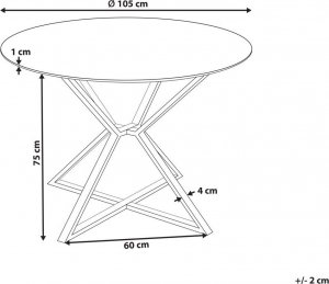 Beliani Stół do jadalni szklany okrągły ⌀ 105 cm czarny ze złotym BOSCO 5