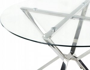 Beliani Stół do jadalni szklany okrągły ⌀ 105 cm srebrny BOSCO 3